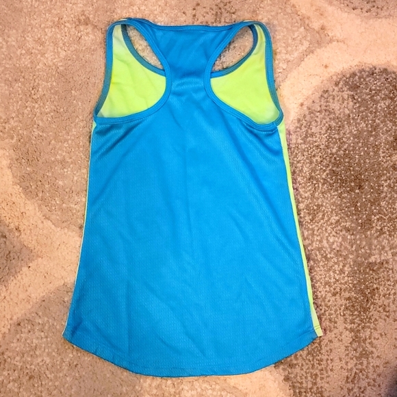 2 piece set tank and shorts teal and lime green mesh girls size 10-12 - Picture 3 of 7